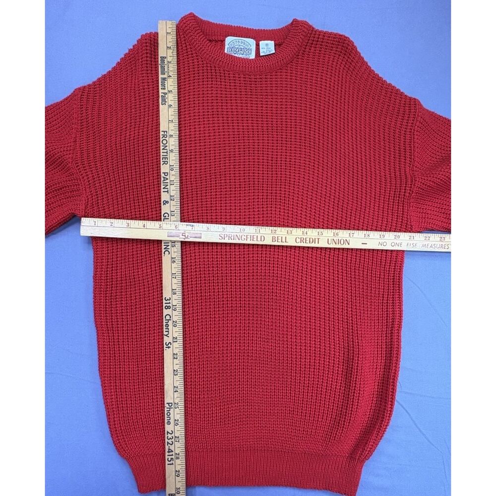 Vintage Saugatuck Dry Goods Co Men’s Red Cable Knit Sweater Size M 100% - Picture 6 of 7